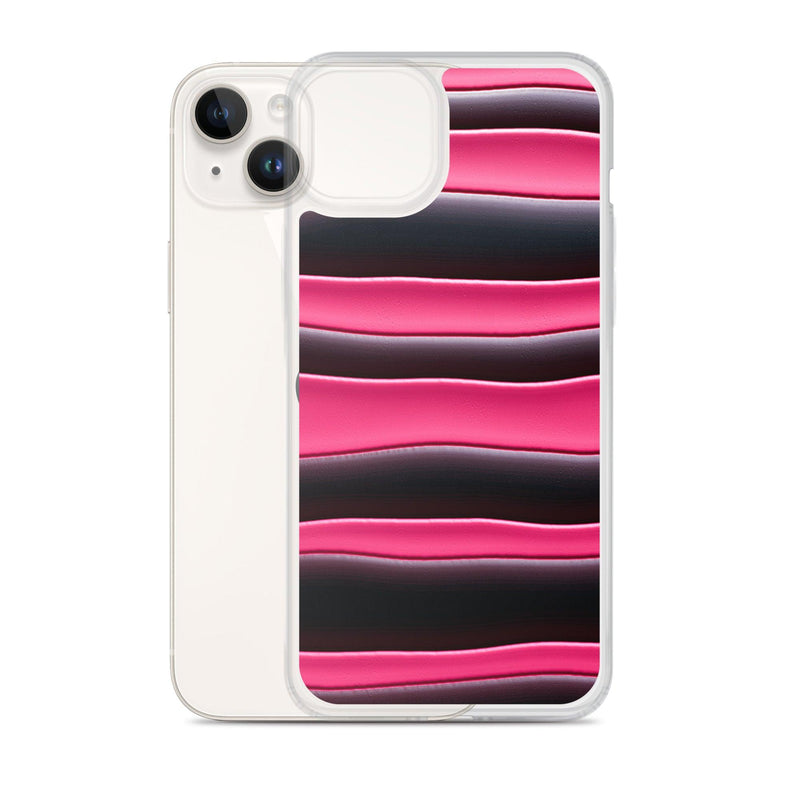 Load image into Gallery viewer, Black Red Pink Blob Striped Style Flexible Clear iPhone Case Bump Resistant Corners CREATIVETECH