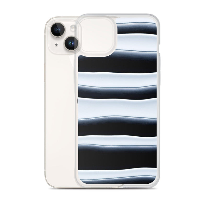 Load image into Gallery viewer, Black White Blob Squishy Style Striped Flexible Clear iPhone Case Bump Resistant Corners CREATIVETECH