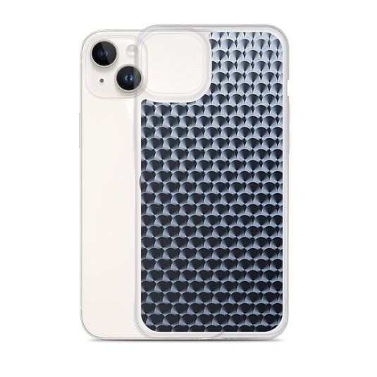 Dark Brushed Metal Circular Pattern Industrial Grid Style Flexible Clear iPhone Case Bump Resistant Corners CREATIVETECH