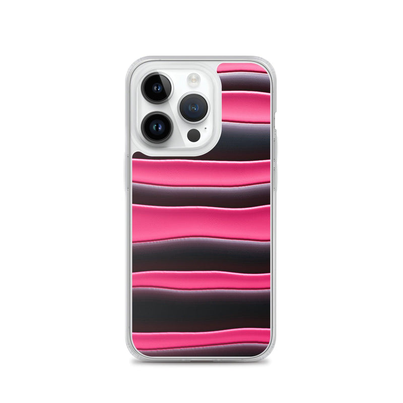 Load image into Gallery viewer, Black Red Pink Blob Striped Style Flexible Clear iPhone Case Bump Resistant Corners CREATIVETECH