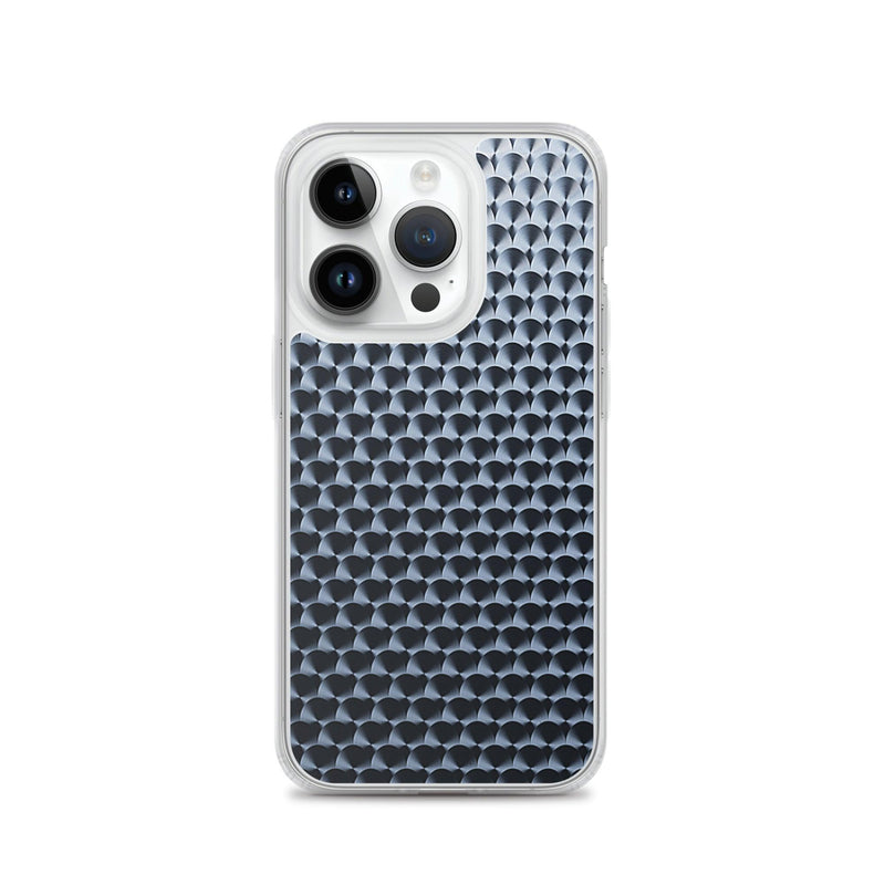 Load image into Gallery viewer, Dark Brushed Metal Circular Pattern Industrial Grid Style Flexible Clear iPhone Case Bump Resistant Corners CREATIVETECH