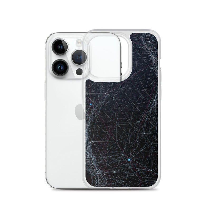 Load image into Gallery viewer, Blue Dark Cyber Polygon Flexible Clear iPhone Case Bump Resistant Corners CREATIVETECH