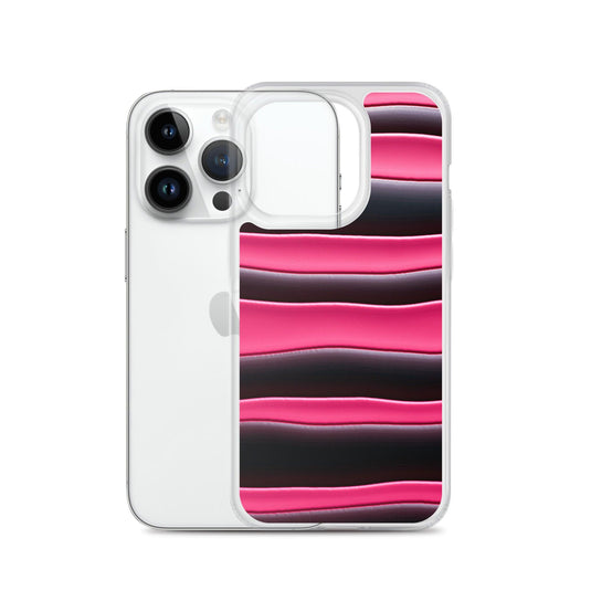 Black Red Pink Blob Striped Style Flexible Clear iPhone Case Bump Resistant Corners CREATIVETECH