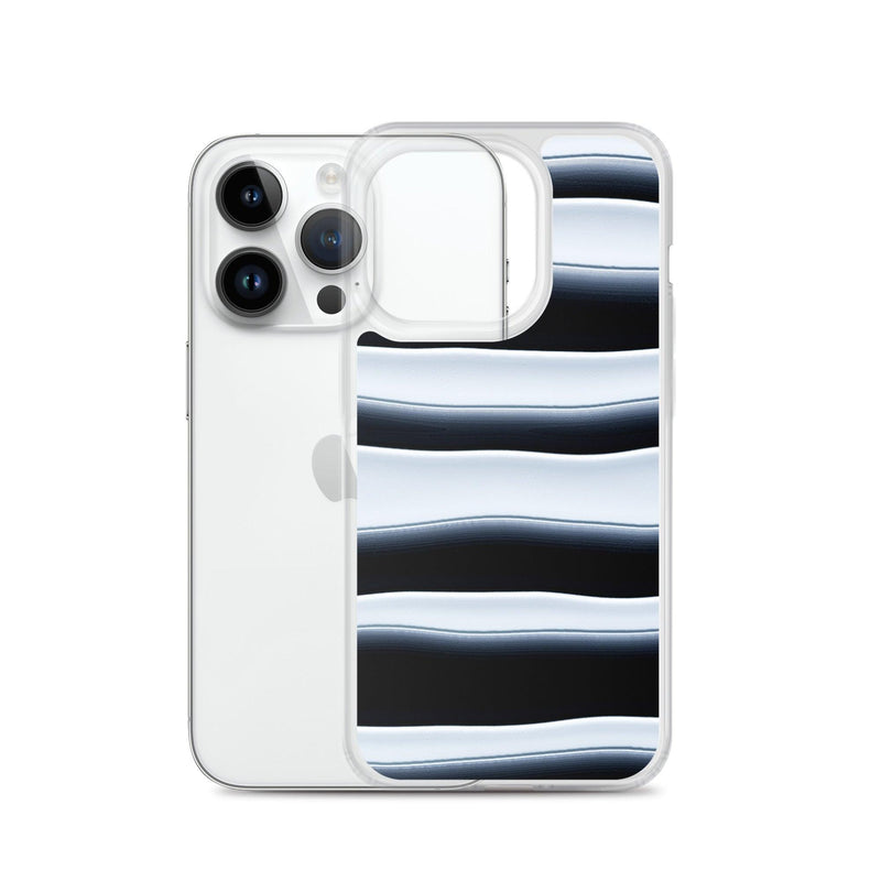 Load image into Gallery viewer, Black White Blob Squishy Style Striped Flexible Clear iPhone Case Bump Resistant Corners CREATIVETECH