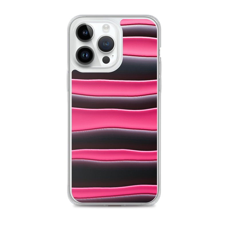 Load image into Gallery viewer, Black Red Pink Blob Striped Style Flexible Clear iPhone Case Bump Resistant Corners CREATIVETECH