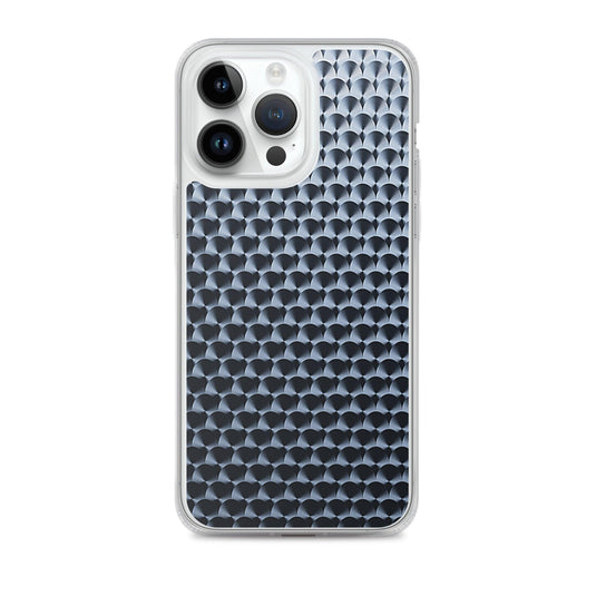 Dark Brushed Metal Circular Pattern Industrial Grid Style Flexible Clear iPhone Case Bump Resistant Corners CREATIVETECH