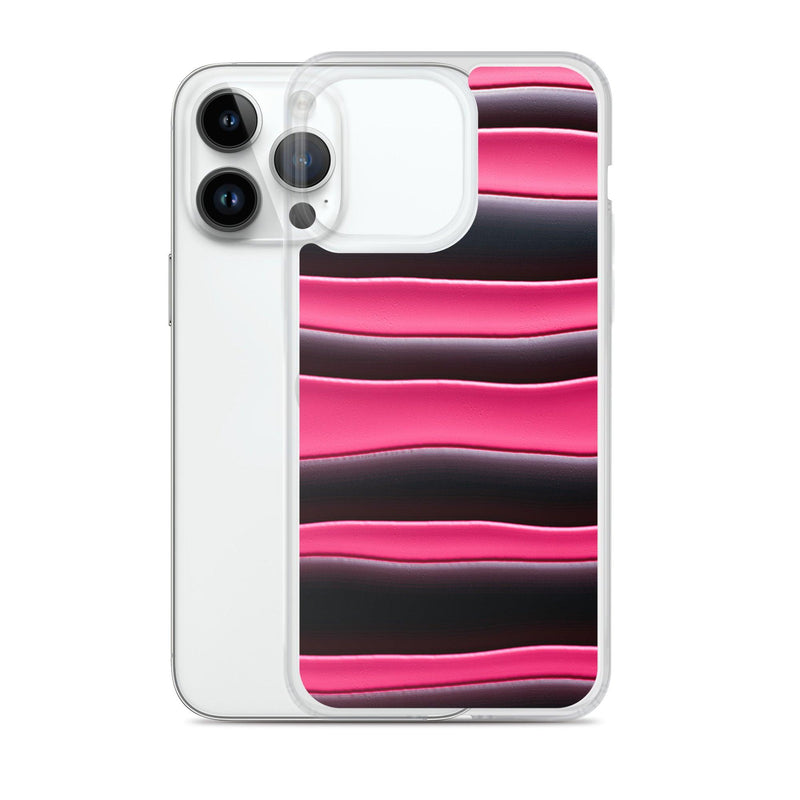 Load image into Gallery viewer, Black Red Pink Blob Striped Style Flexible Clear iPhone Case Bump Resistant Corners CREATIVETECH
