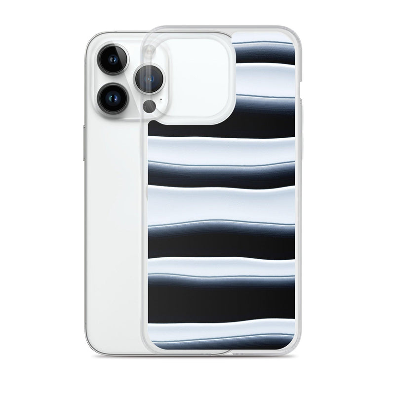 Load image into Gallery viewer, Black White Blob Squishy Style Striped Flexible Clear iPhone Case Bump Resistant Corners CREATIVETECH