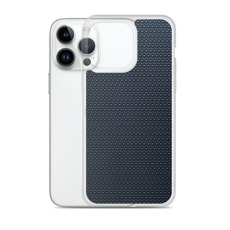 Load image into Gallery viewer, Dark Blue Industrial Grid Style Flexible Clear iPhone Case Bump Resistant Corners CREATIVETECH