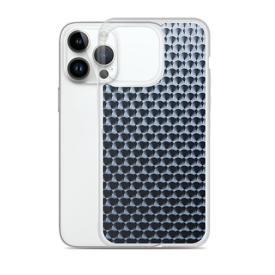 Dark Brushed Metal Circular Pattern Industrial Grid Style Flexible Clear iPhone Case Bump Resistant Corners CREATIVETECH