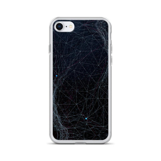 Blue Dark Cyber Polygon Flexible Clear iPhone Case Bump Resistant Corners CREATIVETECH