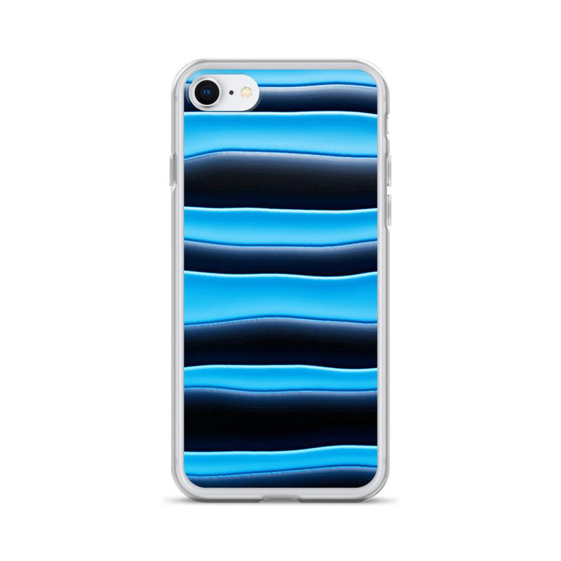 Load image into Gallery viewer, Black Blue Blob Striped Style Flexible Clear iPhone Case Bump Resistant Corners CREATIVETECH