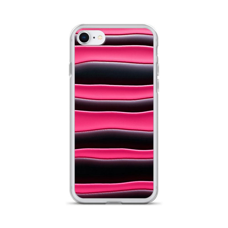 Load image into Gallery viewer, Black Red Pink Blob Striped Style Flexible Clear iPhone Case Bump Resistant Corners CREATIVETECH