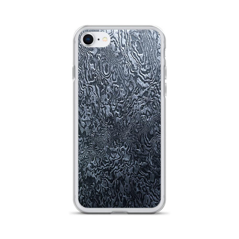 Load image into Gallery viewer, Damascus Steel Industrial Style Dark Grey Black Flexible Clear iPhone Case Bump Resistant Corners CREATIVETECH