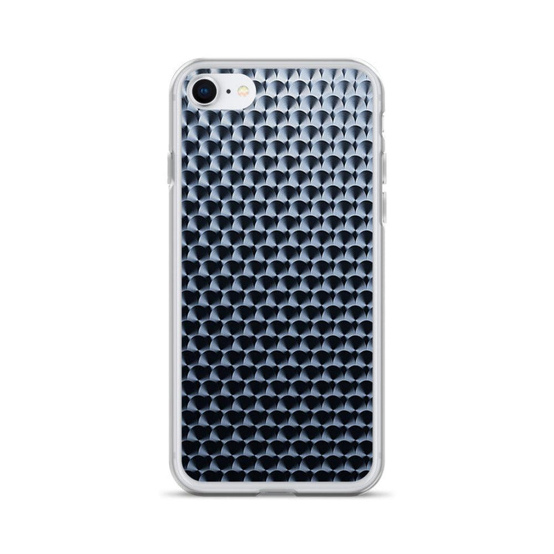 Load image into Gallery viewer, Dark Brushed Metal Circular Pattern Industrial Grid Style Flexible Clear iPhone Case Bump Resistant Corners CREATIVETECH
