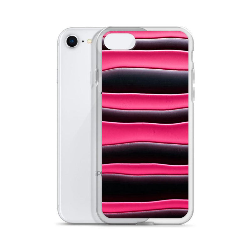 Load image into Gallery viewer, Black Red Pink Blob Striped Style Flexible Clear iPhone Case Bump Resistant Corners CREATIVETECH
