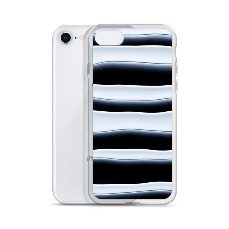 Load image into Gallery viewer, Black White Blob Squishy Style Striped Flexible Clear iPhone Case Bump Resistant Corners CREATIVETECH