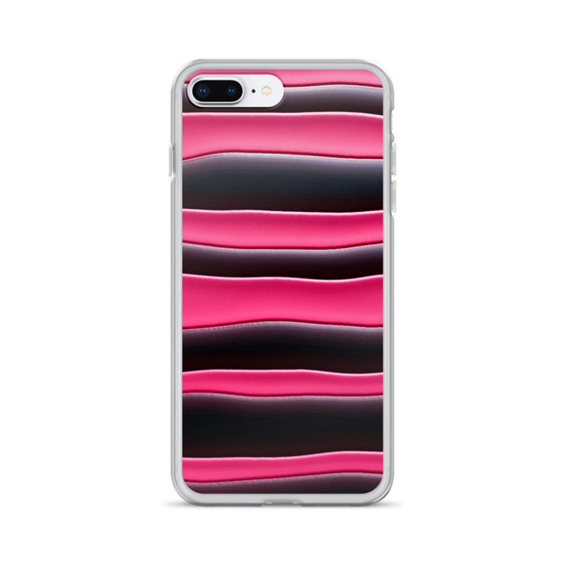Load image into Gallery viewer, Black Red Pink Blob Striped Style Flexible Clear iPhone Case Bump Resistant Corners CREATIVETECH