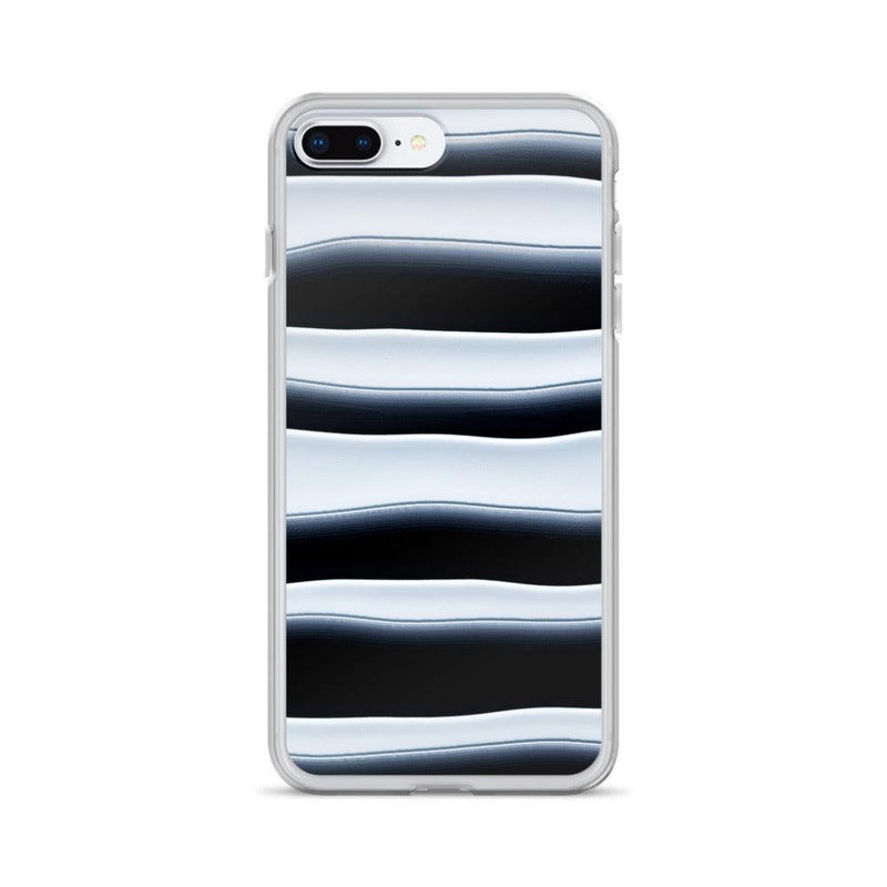 Load image into Gallery viewer, Black White Blob Squishy Style Striped Flexible Clear iPhone Case Bump Resistant Corners CREATIVETECH