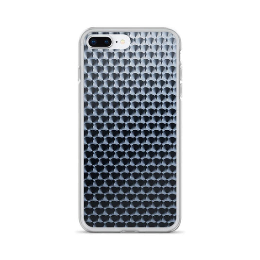 Dark Brushed Metal Circular Pattern Industrial Grid Style Flexible Clear iPhone Case Bump Resistant Corners CREATIVETECH