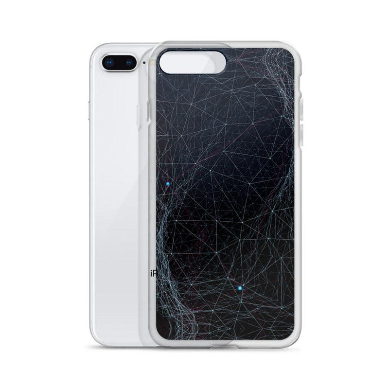 Load image into Gallery viewer, Blue Dark Cyber Polygon Flexible Clear iPhone Case Bump Resistant Corners CREATIVETECH