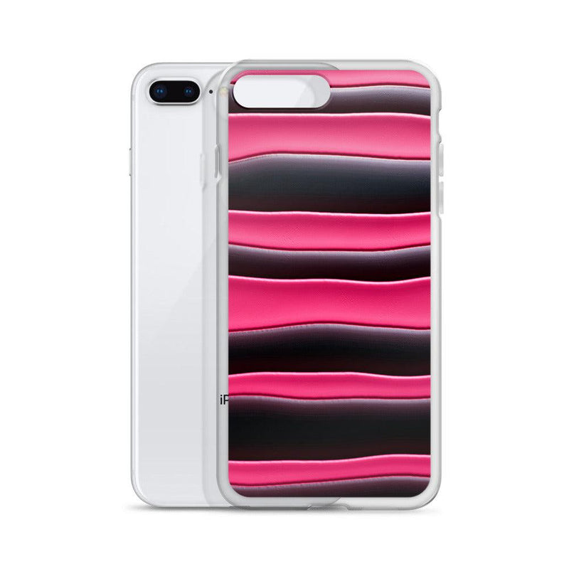 Load image into Gallery viewer, Black Red Pink Blob Striped Style Flexible Clear iPhone Case Bump Resistant Corners CREATIVETECH