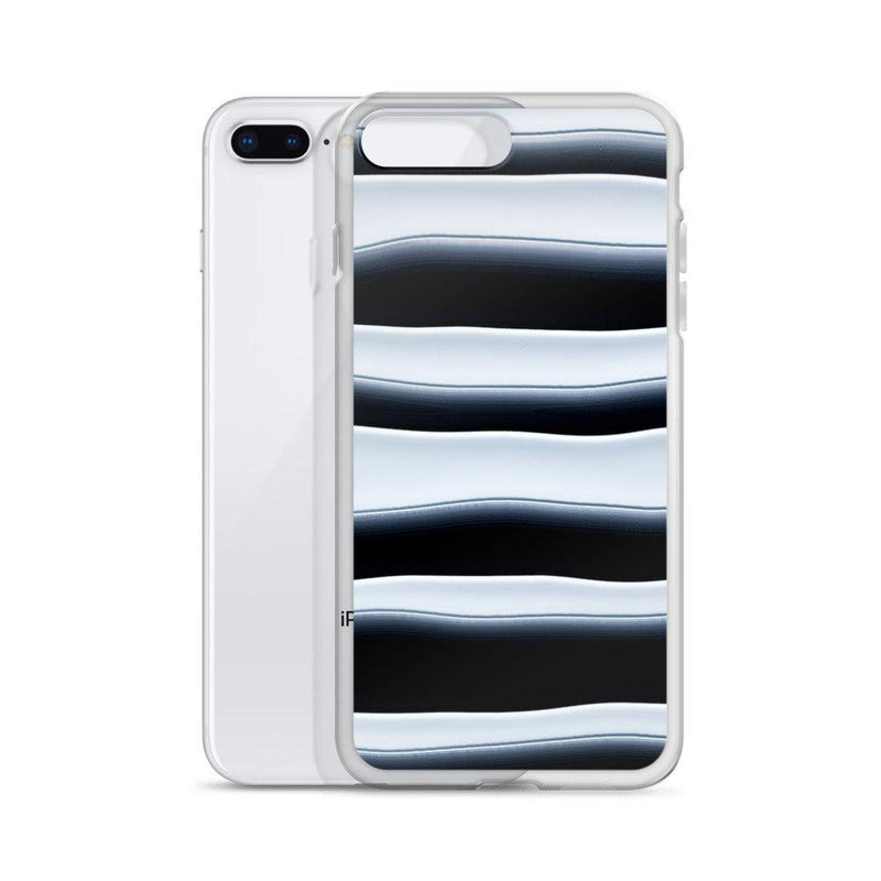 Load image into Gallery viewer, Black White Blob Squishy Style Striped Flexible Clear iPhone Case Bump Resistant Corners CREATIVETECH