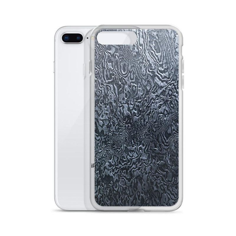 Load image into Gallery viewer, Damascus Steel Industrial Style Dark Grey Black Flexible Clear iPhone Case Bump Resistant Corners CREATIVETECH