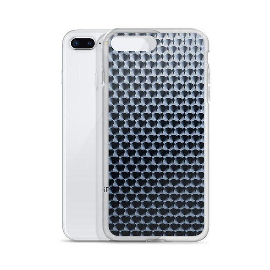 Dark Brushed Metal Circular Pattern Industrial Grid Style Flexible Clear iPhone Case Bump Resistant Corners CREATIVETECH