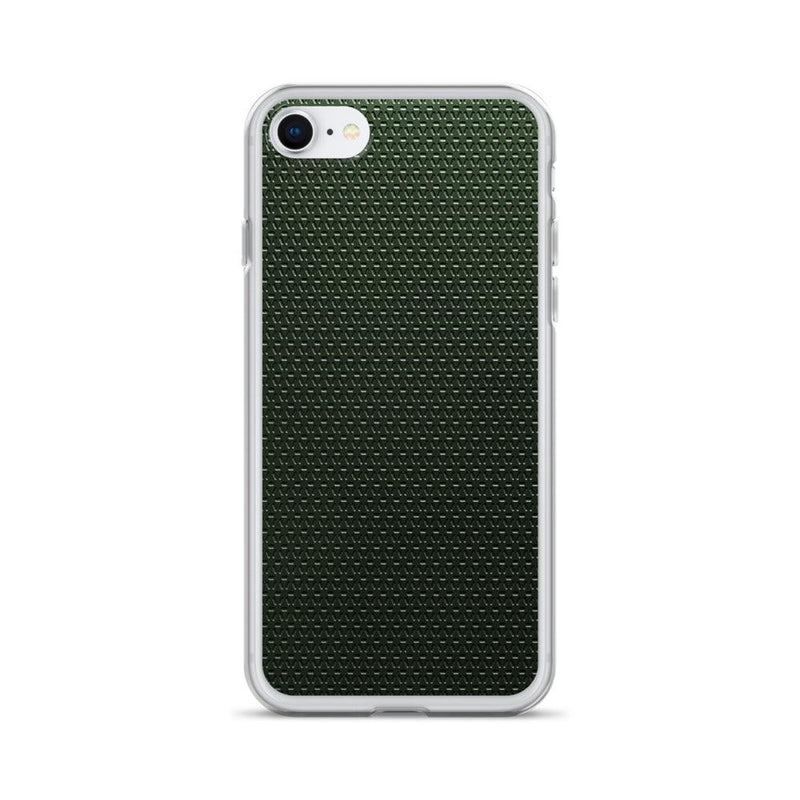 Load image into Gallery viewer, Dark Green Industrial Grid Style Flexible Clear iPhone Case Bump Resistant Corners CREATIVETECH