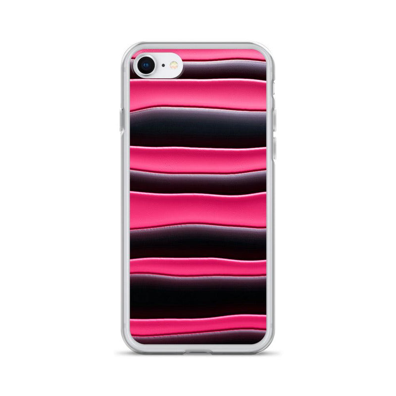 Load image into Gallery viewer, Black Red Pink Blob Striped Style Flexible Clear iPhone Case Bump Resistant Corners CREATIVETECH