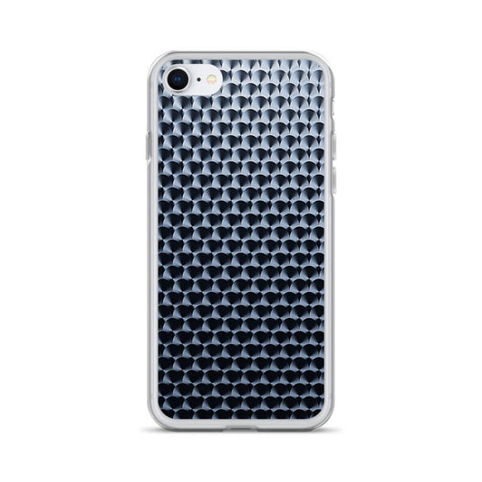 Dark Brushed Metal Circular Pattern Industrial Grid Style Flexible Clear iPhone Case Bump Resistant Corners CREATIVETECH