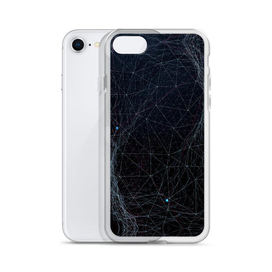 Blue Dark Cyber Polygon Flexible Clear iPhone Case Bump Resistant Corners CREATIVETECH