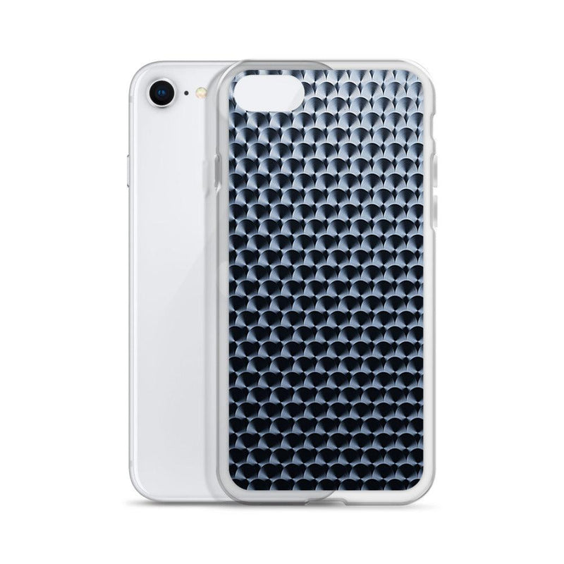 Load image into Gallery viewer, Dark Brushed Metal Circular Pattern Industrial Grid Style Flexible Clear iPhone Case Bump Resistant Corners CREATIVETECH