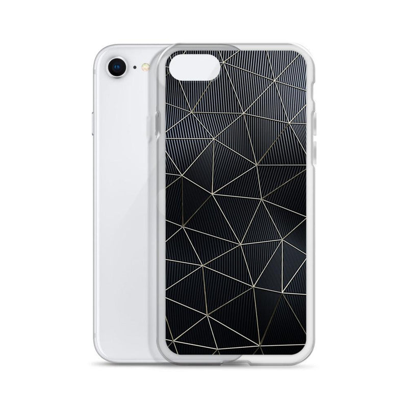 Load image into Gallery viewer, Carbon Fiber Golden Lined Style Flexible Clear iPhone Case Bump Resistant Corners CREATIVETECH