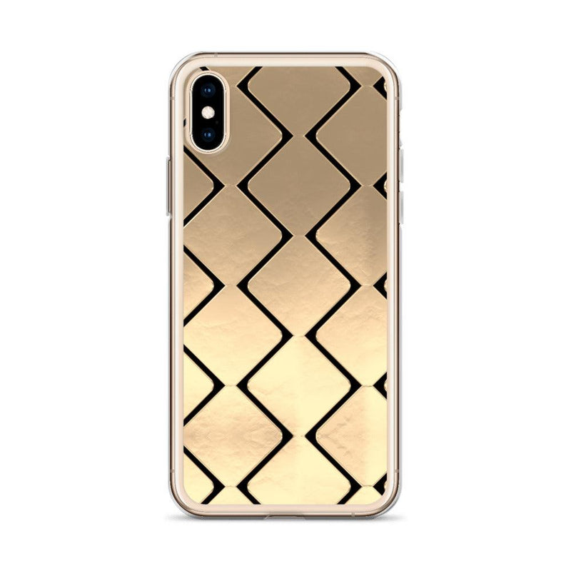 Load image into Gallery viewer, Metal Golden Grid Flexible Clear iPhone Case Bump Resistant Corners CREATIVETECH