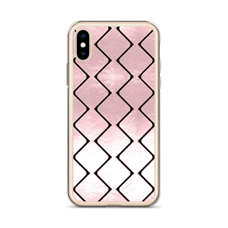 Load image into Gallery viewer, Metal Rose Golden Grid Flexible Clear iPhone Case Bump Resistant Corners CREATIVETECH