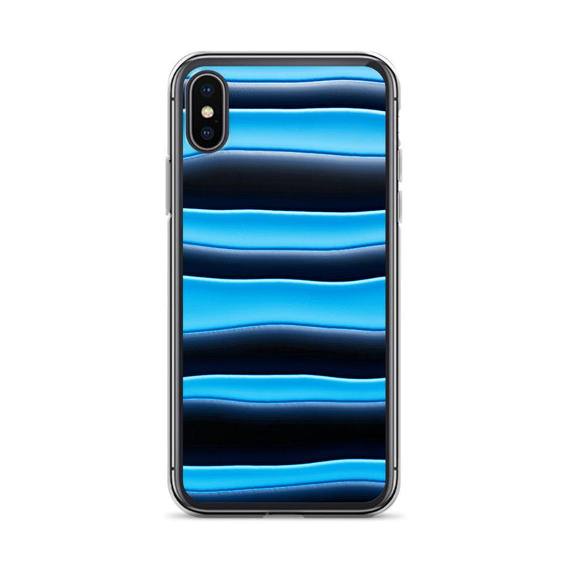 Load image into Gallery viewer, Black Blue Blob Striped Style Flexible Clear iPhone Case Bump Resistant Corners CREATIVETECH