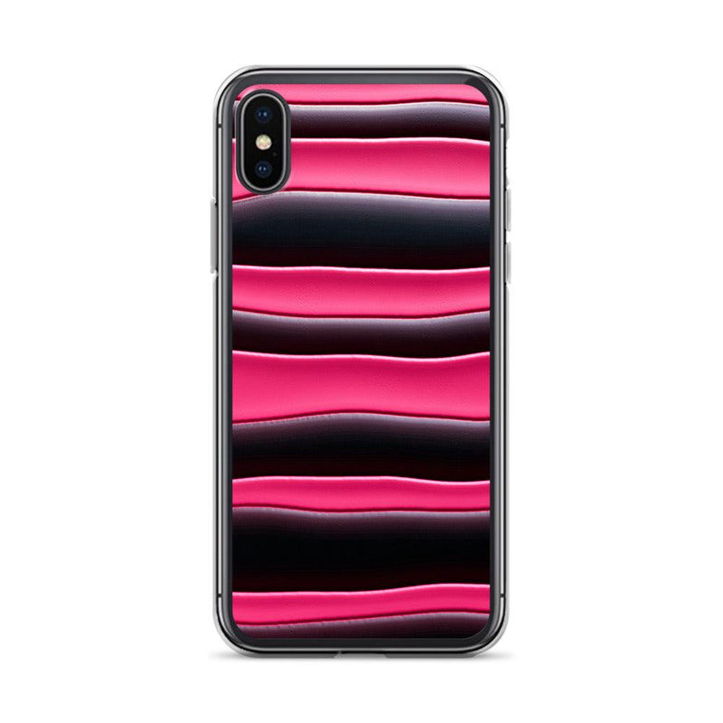 Load image into Gallery viewer, Black Red Pink Blob Striped Style Flexible Clear iPhone Case Bump Resistant Corners CREATIVETECH