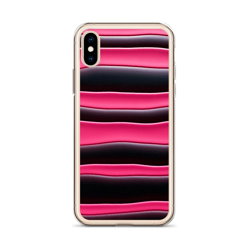 Load image into Gallery viewer, Black Red Pink Blob Striped Style Flexible Clear iPhone Case Bump Resistant Corners CREATIVETECH