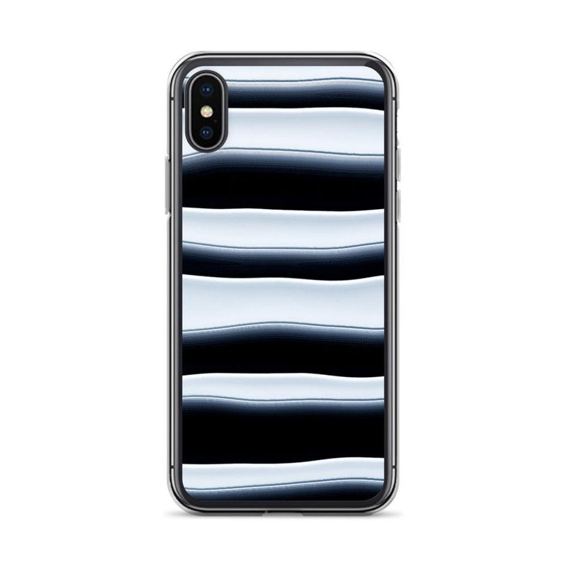 Load image into Gallery viewer, Black White Blob Squishy Style Striped Flexible Clear iPhone Case Bump Resistant Corners CREATIVETECH