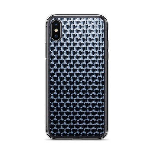 Dark Brushed Metal Circular Pattern Industrial Grid Style Flexible Clear iPhone Case Bump Resistant Corners CREATIVETECH