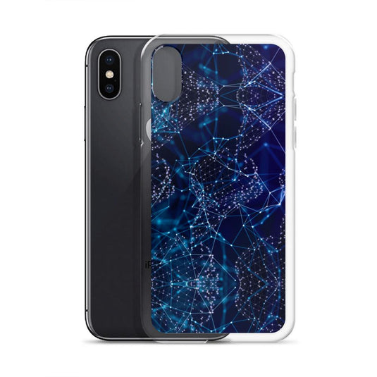 Blue Polygon Flexible Clear iPhone Case Bump Resistant Corners CREATIVETECH