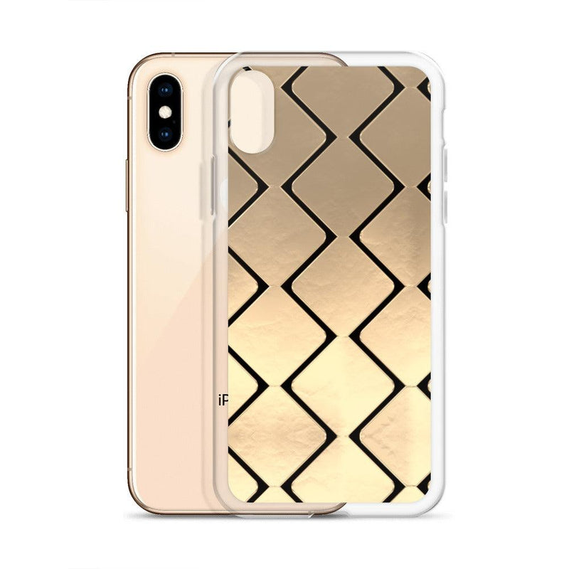 Load image into Gallery viewer, Metal Golden Grid Flexible Clear iPhone Case Bump Resistant Corners CREATIVETECH