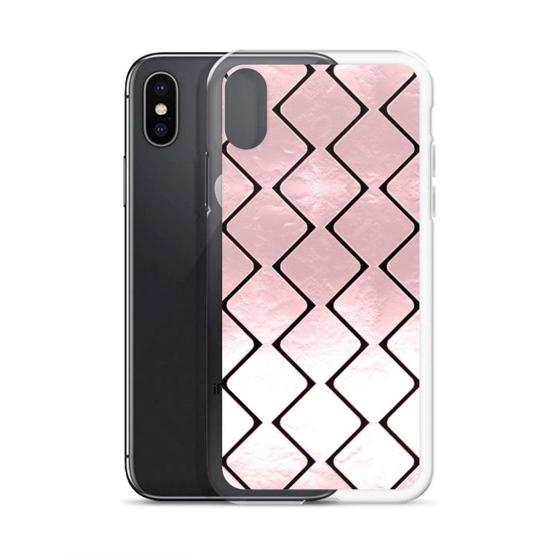 Load image into Gallery viewer, Metal Rose Golden Grid Flexible Clear iPhone Case Bump Resistant Corners CREATIVETECH