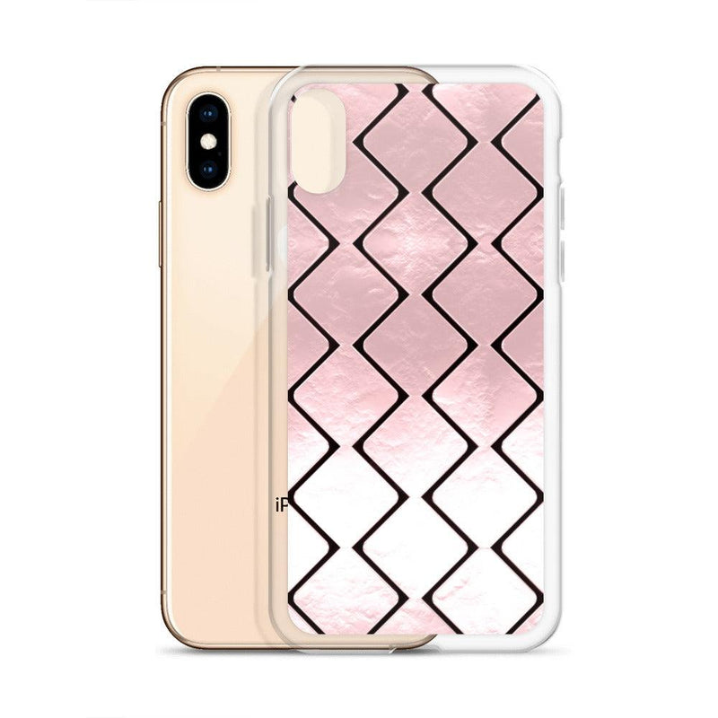 Load image into Gallery viewer, Metal Rose Golden Grid Flexible Clear iPhone Case Bump Resistant Corners CREATIVETECH