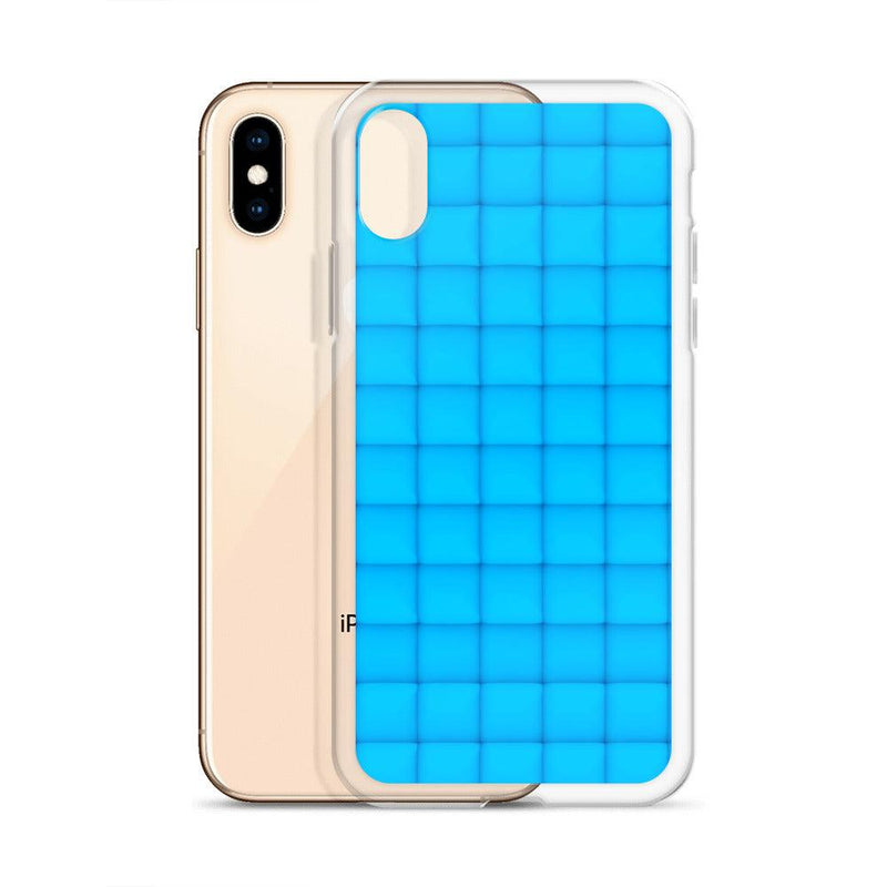 Load image into Gallery viewer, Neon Blue Cubic Style Squishy Flexible Clear iPhone Case Bump Resistant Corners CREATIVETECH