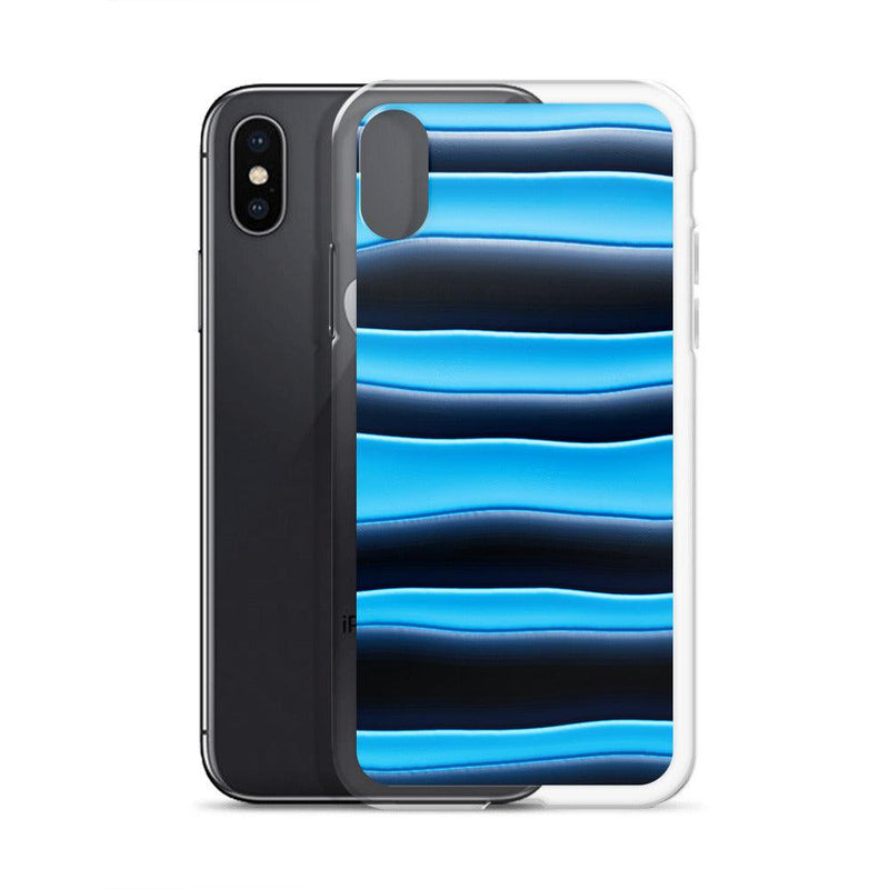 Load image into Gallery viewer, Black Blue Blob Striped Style Flexible Clear iPhone Case Bump Resistant Corners CREATIVETECH