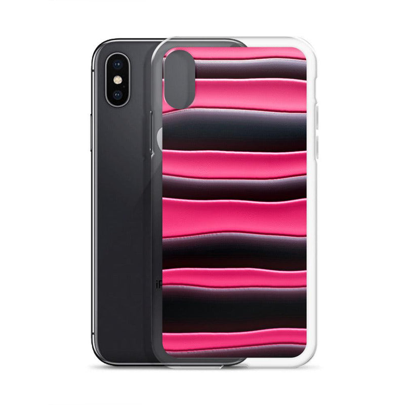 Load image into Gallery viewer, Black Red Pink Blob Striped Style Flexible Clear iPhone Case Bump Resistant Corners CREATIVETECH