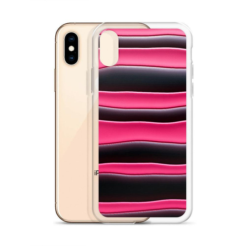 Load image into Gallery viewer, Black Red Pink Blob Striped Style Flexible Clear iPhone Case Bump Resistant Corners CREATIVETECH